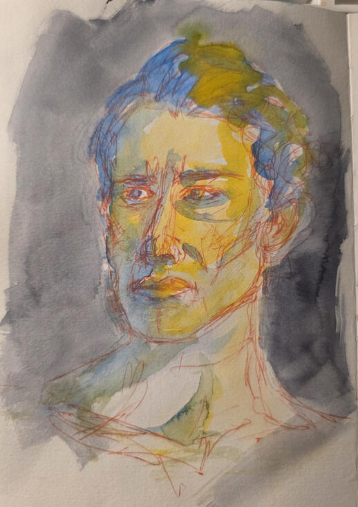 Portrait Practice, Watercolour and pen on paper, 18.5 x 13 cm Portrait Practice, Watercolour and pen on paper, 18.5 x 13 cm