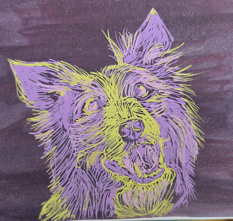 Collie, Acrylic on paper, 21 x 14.5 cm Collie, Acrylic on paper, 21 x 14.5 cm