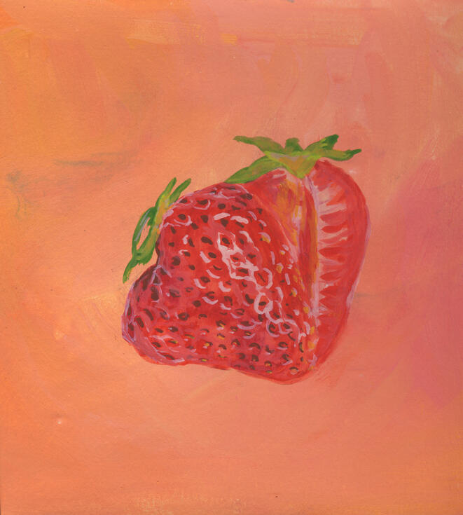 Strawberry, Acrylic and gouache on paper, 21 x 14.5 cm Strawberry, Acrylic and gouache on paper, 21 x 14.5 cm