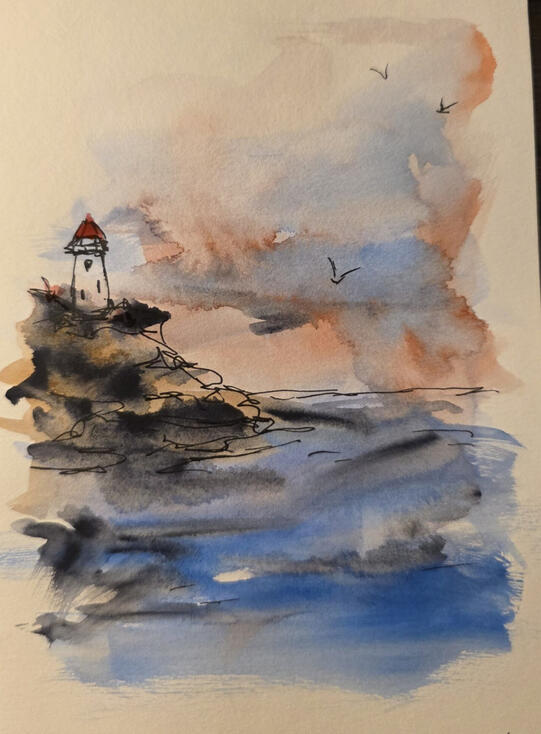Surge, Watercolour and pen on paper, 18.5 x 13 cm Surge, Watercolour and pen on paper, 18.5 x 13 cm