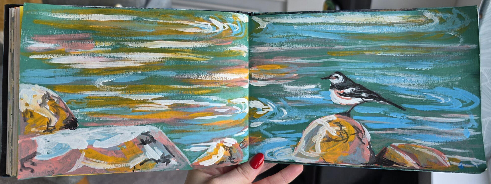 Colourful Stream, Gouache on paper, 42 x 14.5 cm Colourful Stream, Gouache on paper, 42 x 14.5 cm