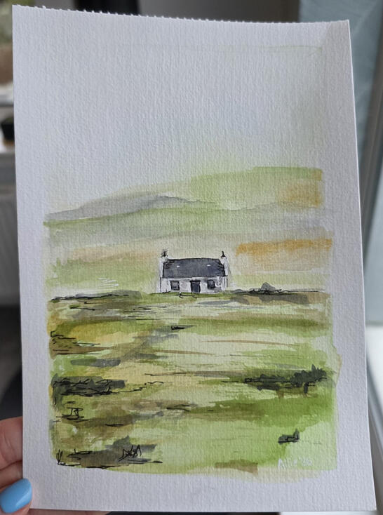 Cottage, Watercolour Mixed Media on paper, 5.5 x 8.5 inches
