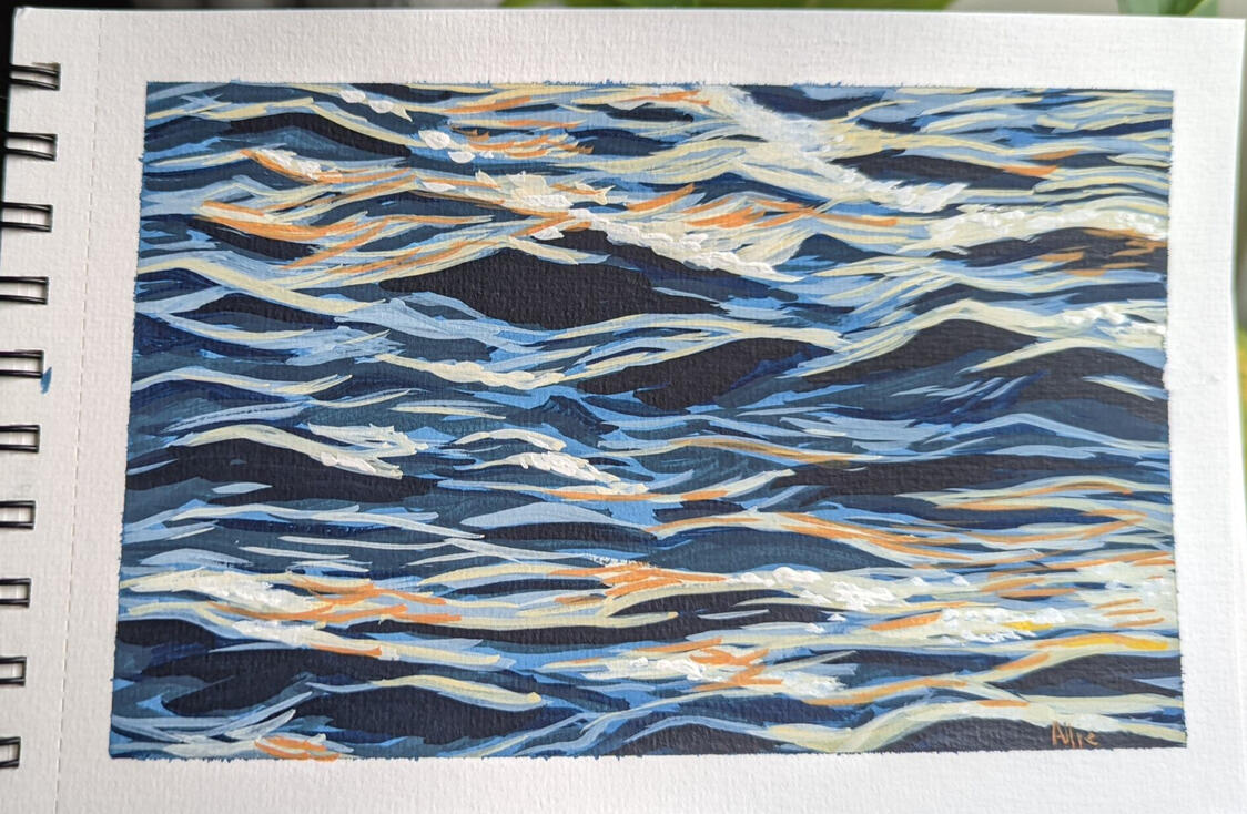 Water Study 2, Gouache on paper, 5.5 x 8.5 inches